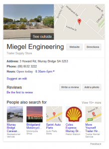 Miegel Engineering - Google Business Page Snapshot